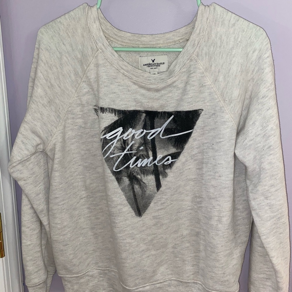 AE white “good times” sweater